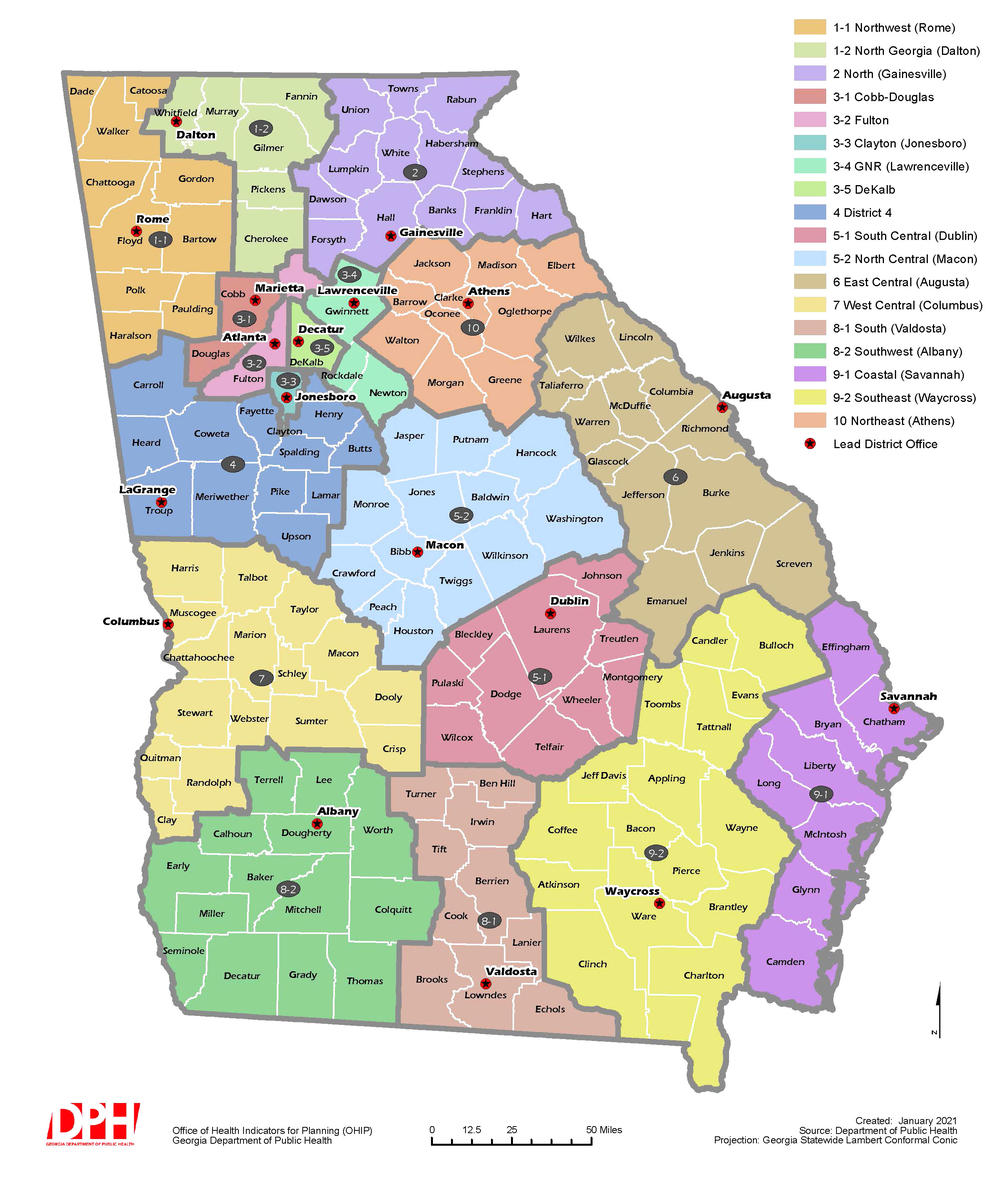 Georgia public health district map