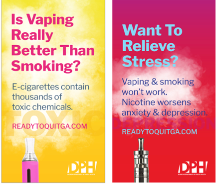 Images of vapes promoting smoking cessation