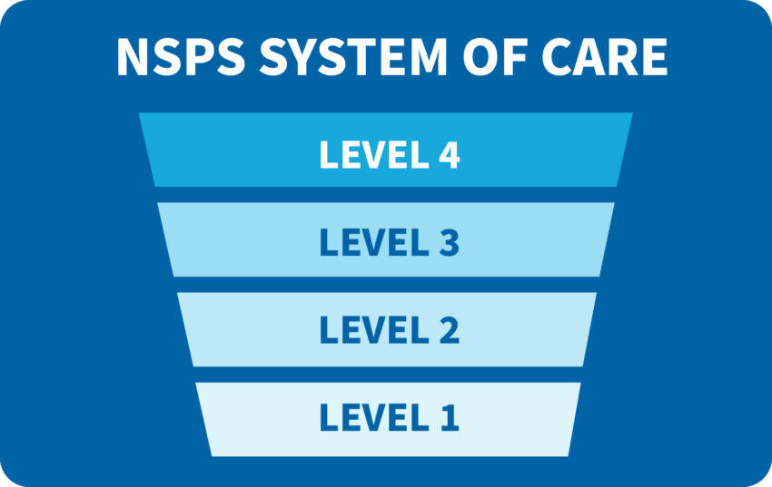 Illustration of 4 levels of nsps care
