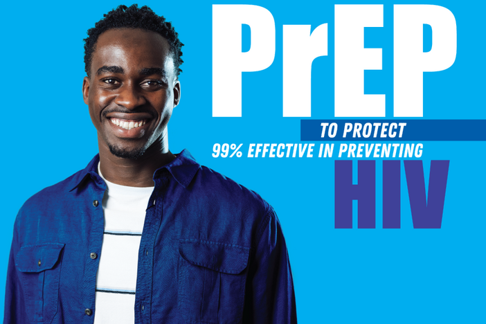 Smiling young man - PrEP to protect, 99% effective in preventing HIV