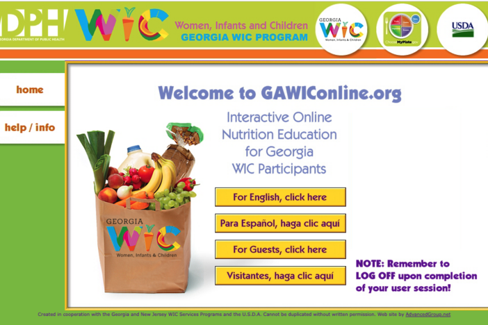 georgia wic education portal page