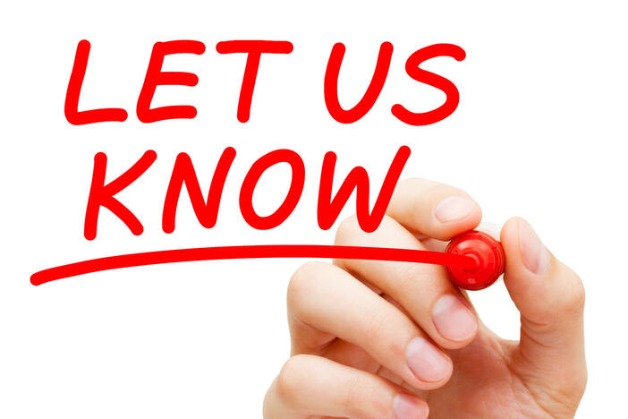 hand writing "Let Us Know"